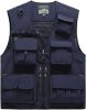 Mens 3 Solid Color Plaid Vests Zip Placket Waterproof Coats - BLUE-M