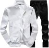 Men's Sports and Leisure Two-pieces Suits Loose Outfits Round Neckline Sweaters and Pants Sets - WHITE-3XL