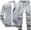 Men's Sports and Leisure Two-pieces Suits Loose Outfits Round Neckline Sweaters and Pants Sets - GRAY-6XL