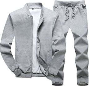 Men's Sports and Leisure Two-pieces Suits Loose Outfits Round Neckline Sweaters and Pants Sets - GRAY-6XL