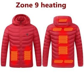 Men 9 Areas Heated Jacket USB Winter Outdoor Electric Heating Jackets Warm Sprots Thermal Coat Clothing Heatable Cotton jacket - XL - 9 Areas heated R
