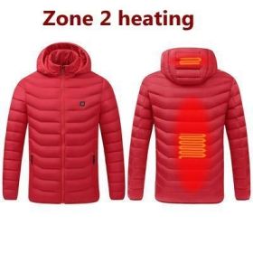 Men 9 Areas Heated Jacket USB Winter Outdoor Electric Heating Jackets Warm Sprots Thermal Coat Clothing Heatable Cotton jacket - L - 2 Areas heated Re