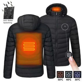 Men 9 Areas Heated Jacket USB Winter Outdoor Electric Heating Jackets Warm Sprots Thermal Coat Clothing Heatable Cotton jacket - 4XL - 2 Areas heated