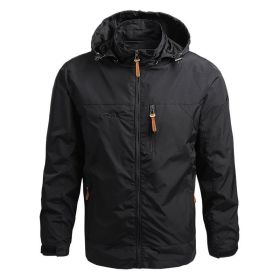 Men Windbreaker Military Field Jackets Outerwear Mens Winter Autumn Waterproof Flight Pilot Coat Hoodie Men Hunting Army Clothes - Negro - L