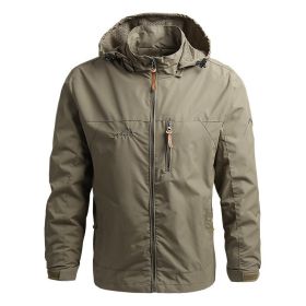 Men Windbreaker Military Field Jackets Outerwear Mens Winter Autumn Waterproof Flight Pilot Coat Hoodie Men Hunting Army Clothes - Caqui - M