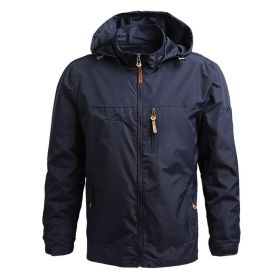 Men Windbreaker Military Field Jackets Outerwear Mens Winter Autumn Waterproof Flight Pilot Coat Hoodie Men Hunting Army Clothes - Azul - XXXL