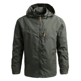 Men Windbreaker Military Field Jackets Outerwear Mens Winter Autumn Waterproof Flight Pilot Coat Hoodie Men Hunting Army Clothes - Verde militar - L