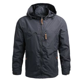 Men Windbreaker Military Field Jackets Outerwear Mens Winter Autumn Waterproof Flight Pilot Coat Hoodie Men Hunting Army Clothes - Gris - XXXXL