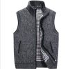 Men's Full-Zip Knitted Cardigan Sweaters Vest Jacket with Pockets - Black - L