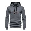 Mens Hooded Sweatshirt Casual Long Sleeve Drawstring Waffle Knit Pullover Hoodies - L - Dark Gray