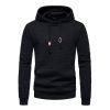 Mens Hooded Sweatshirt Casual Long Sleeve Drawstring Waffle Knit Pullover Hoodies - M - Black
