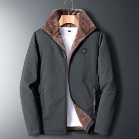 Aulemen Men Winter Jacket Windproof Warm Coat Men&#39;s Casual Men Autumn Brand Outwear New Fashion Outdoor Thick Fleece Jacket Man - Gray - 4XL(90-97