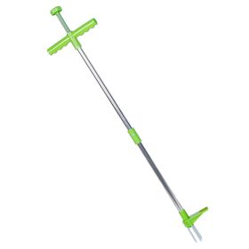 Weed Puller Twister Stand Up Root Removal Hand Tool 3 Claws Aluminum Grass Manual Remover 38.98in Long Handle with Foot Pedal - Silver