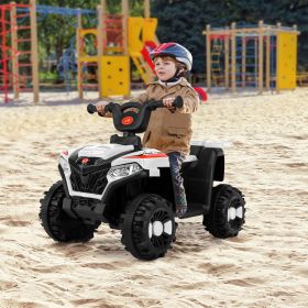 6V Ride On ATV, 4-Wheeled Beach Ride on Car, Battery Powered Kids ATV, Forward/ Reverse Switch--White - default