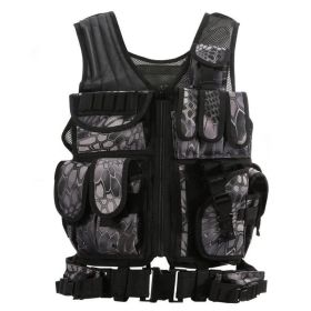 Tactical Vest Military Combat Army Armor Vests Molle Airsoft Plate Carrier Swat Vest Outdoor Hunting Fishing CS Training Vest - Black python pattern