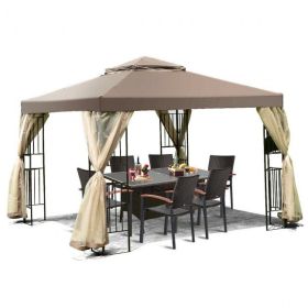 10 Feet x 10 Feet Awning Patio Screw-free Structure Canopy Tent - Dark brown