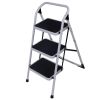 Home Use 3-Step Short Handrail Iron Ladder Black & White YF - Black & White