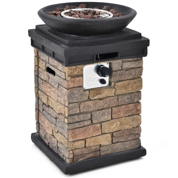40000BTU Outdoor Propane Burning Fire Bowl Column Realistic Look Firepit Heater - Brown 40000BTU Outdoor Propane Burning Fire Bowl Column Realistic Look Firepit Heater - Brown