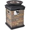 40000BTU Outdoor Propane Burning Fire Bowl Column Realistic Look Firepit Heater - Brown