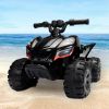 Kids Ride-on ATV, 6V Battery Powered Electric Quad Car with Music, LED Lights and Spray Device, 4 Wheeled Ride-on Toy for Toddlers Age 3-5, Black - As