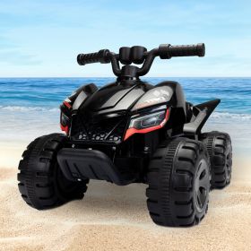 Kids Ride-on ATV, 6V Battery Powered Electric Quad Car with Music, LED Lights and Spray Device, 4 Wheeled Ride-on Toy for Toddlers Age 3-5, Black - As