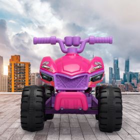Kids Ride-on ATV, 6V Battery Powered Electric Quad Car with Music, LED Lights and Spray Device, 4 Wheeled Ride-on Toy for Toddlers Age 3-5, Rose Red -