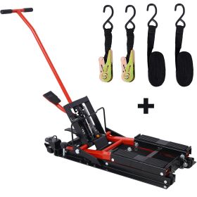 Hydraulic Motorcycle Lift Jack, 1500 LBS Capacity ATV Scissor Lift Jack, Portable Motorcycle Lift Table with 4 Wheels, Hydraulic Foot-Operated Hoist S