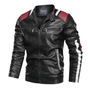 Mens Biker Jacket With Shoulder Details - Black - S