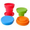 1pc Soft Silicone With Lid; Retractable Mini Folding Water Cup; For Outdoor Travel Hotel - Blue