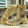 Waterproof Military Men Tactical Boots Camouflage Disguise Outdoor Hunting Boots for Men Mid-calf Trekking Shoes Size 39-45 - khaki - 40