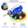 6" Air Random Orbital Sander Pneumatic Palm Sander 10000RPM w/7 Sandpapers - Blue