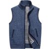 Men's Full-Zip Knitted Cardigan Sweaters Vest Jacket with Pockets - Brown - XS