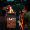 40000BTU Outdoor Propane Burning Fire Bowl Column Realistic Look Firepit Heater - Brown