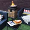 40000BTU Outdoor Propane Burning Fire Bowl Column Realistic Look Firepit Heater - Brown