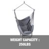Tassel Hammock Chair with 2 matching square pillows and built-in side pockets - gray - polyester, fabric