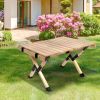 Folding Wooden Picnic Table with Carry Bag, Portable Roll Up Camping Table for Travelling, Beach, Patio, Garden, BBQ - as Pic