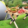 Folding Wooden Picnic Table with Carry Bag, Portable Roll Up Camping Table for Travelling, Beach, Patio, Garden, BBQ - as Pic