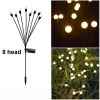 Solar Garden Lights;  2 Pack LED Solar Firefly Lights - Warm - 8 head
