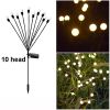 Solar Garden Lights;  2 Pack LED Solar Firefly Lights - Warm - 10 head