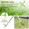 Weed Puller Twister Stand Up Root Removal Hand Tool 3 Claws Aluminum Grass Manual Remover 38.98in Long Handle with Foot Pedal - Silver