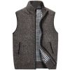 Men's Full-Zip Knitted Cardigan Sweaters Vest Jacket with Pockets - Brown - XS