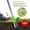 Weed Puller Twister Stand Up Root Removal Hand Tool 3 Claws Aluminum Grass Manual Remover 38.98in Long Handle with Foot Pedal - Silver