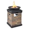 40000BTU Outdoor Propane Burning Fire Bowl Column Realistic Look Firepit Heater - Brown