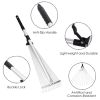 63in Adjustable Garden Leaf Rake 15 Teeth Expanding Stainless Steel Rake For Quick Clean Lawn Yard Garden - Black+ Silver
