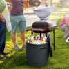 Patio Rattan Cool Bar 12 Gallon 4-in-1 Cocktail Table Side Table  - Black - Outdoor Coolers