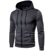Men's polka dot zipper hoodie sweater Autumn and winter plush warm hoodie hoodie sweatshirt - Black - M
