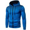 Men's polka dot zipper hoodie sweater Autumn and winter plush warm hoodie hoodie sweatshirt - Black - M