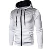 Men's polka dot zipper hoodie sweater Autumn and winter plush warm hoodie hoodie sweatshirt - Black - M