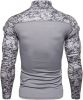 Men's Casual Camouflage T-Shirts Splicing Craft Slim Fit Shirts Zipper Neckline Long Sleeve T-Shirts - Gray-L