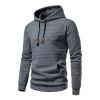 Mens Hooded Sweatshirt Casual Long Sleeve Drawstring Waffle Knit Pullover Hoodies - L - Dark Gray